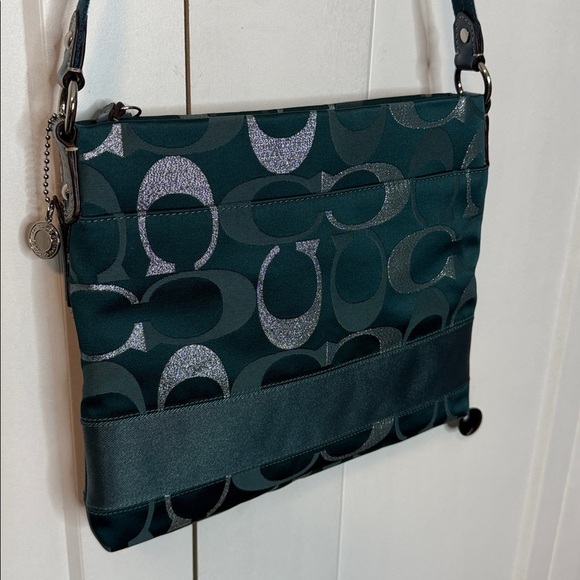 Unique Coach | Teal Silver Grey Classic C’s Crossbody Bag F20430 - Unique - EUC - Picture 8 of 11